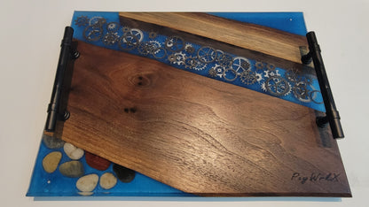 Walnut Charcuterie Board Wooden gears 16X12