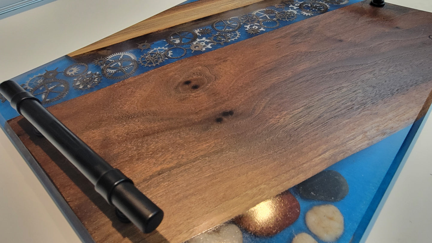 Walnut Charcuterie Board Wooden gears 16X12